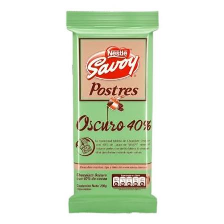 Savoy Postres Oscuro 40%200g(4 uds)