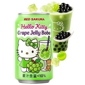 Red Sakura Hello Kitty Grape Tea Drink With Jelly Boba 310ml(24 Uds)