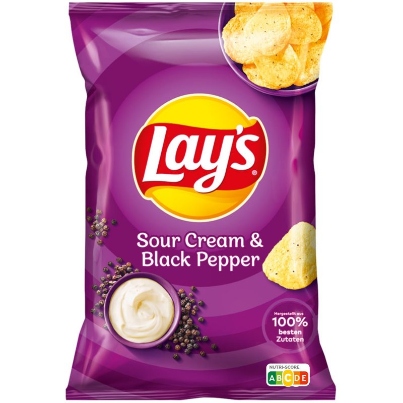 Lays Sour Cream & Black Pepper 150g (9uds)