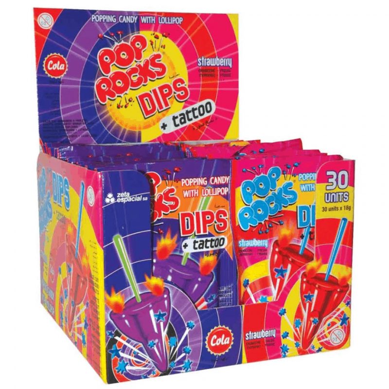 Pop Rocks Lollipop Cola and Strawberry 18g (30uds)