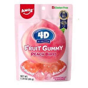 Amos 4D Juicy Burst Peach  Fruit Gummy 65g(24 Uds)