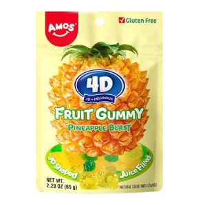 Amos 4D Juicy Burst Pineapple  Fruit Gummy 65g(24 Uds) (copia)