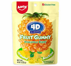 Amos 4D Fruit Gummy Pineapple 170g(12 uds)