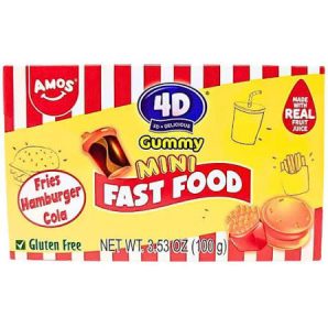 Amos 4D Fruit Gummy Mini Fast Food Box 100g(12 Uds)
