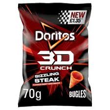 Doritos 3D Sizzzling Steak 70g(18 uds)*Precio Marcado